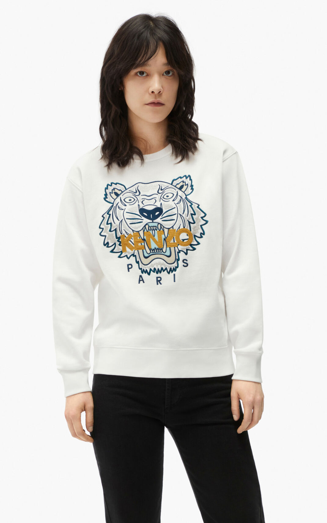 Sweat Kenzo Tiger Femme Blanche | HLIY-75123